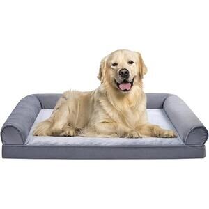 Amazon Basics Foam Couch Dog Pet Bed with Removable Cover, Grey, 44x35